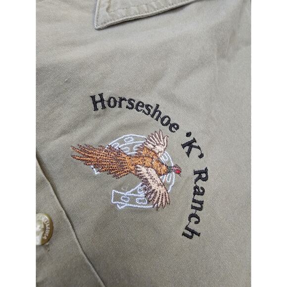 Columbia Shooting Hunting Shirt Olive Green Orange Button Down Size Large - Picture 7 of 11